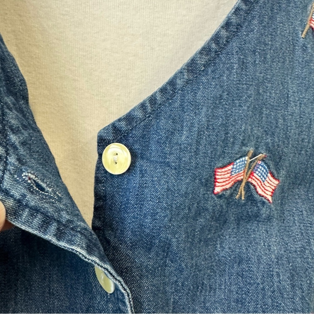 Quirky Vintage Denim Romper with White Top and Tie Back Vest - Picture 3 of 11
